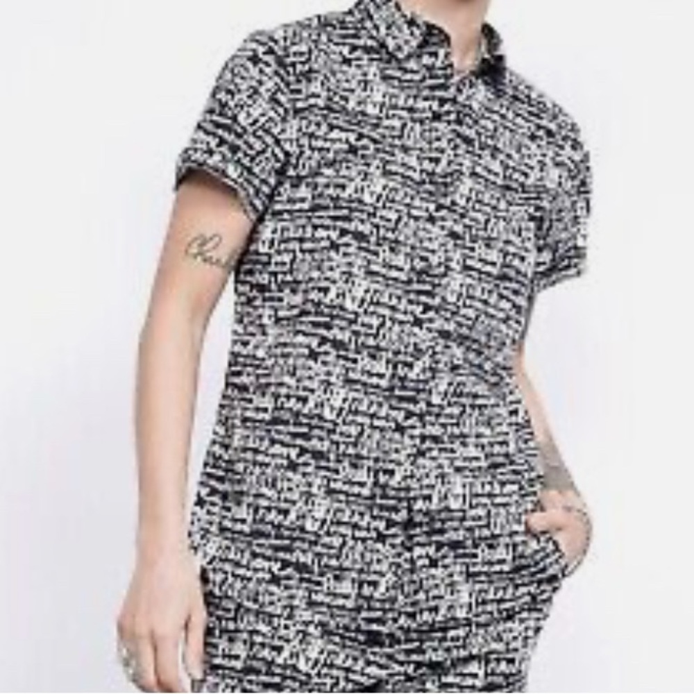 Wildfang Black and White Button Down Shirt